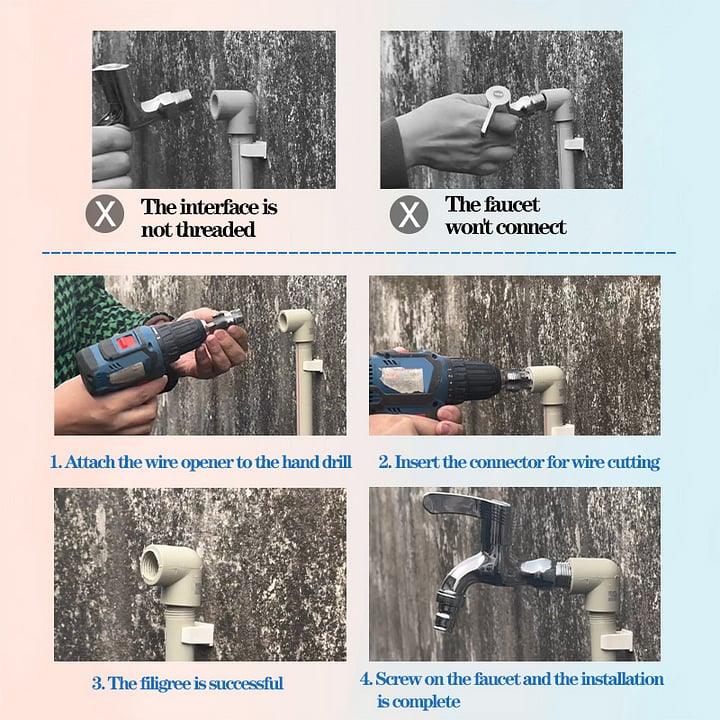 š²Electric Drill Compatible PVC Pipe Threader Kit with Various Die Sizes