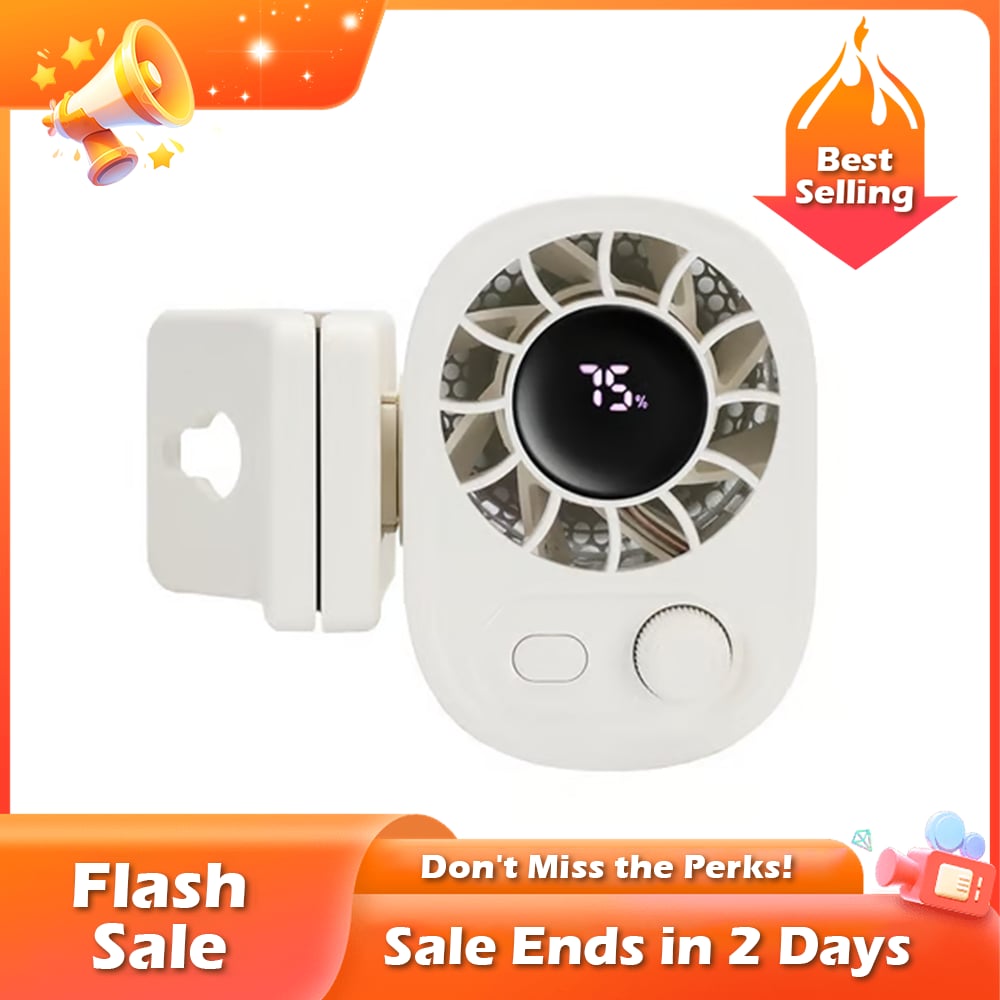 Car Clip On Fan with LED Display - 360° Rotation, 100 Speeds Adjustable, USB Rechargeable Personal Cooling Fan 1800mAh Battery