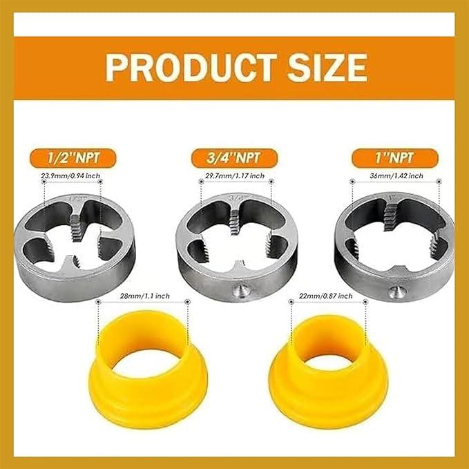 š²Electric Drill Compatible PVC Pipe Threader Kit with Various Die Sizes
