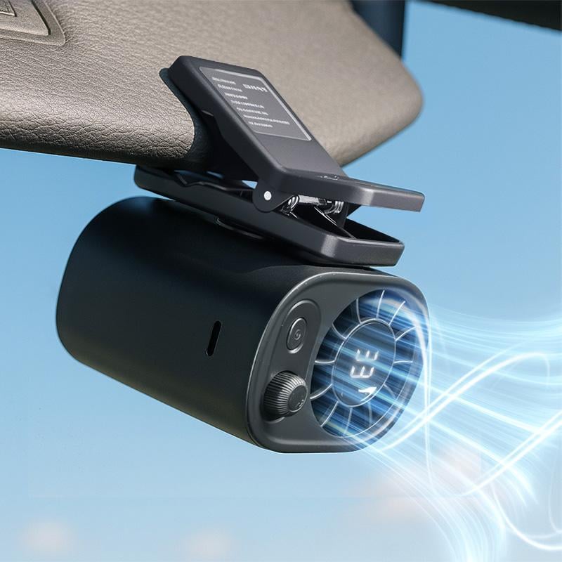 Car Clip On Fan with LED Display - 360° Rotation, 100 Speeds Adjustable, USB Rechargeable Personal Cooling Fan 1800mAh Battery