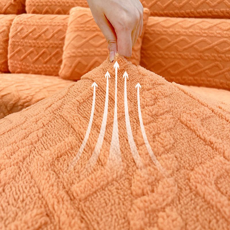 Faux Cashmere Stretch Sofa Cover with Anti-slip Backing