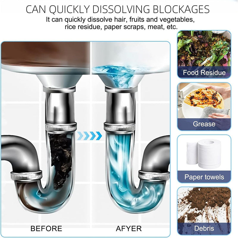 Liapu Powerful Pipe Dredging Agent for Kitchen and Toilet Pipelines - Dissolves 200+ Blockages and Kills 99% of Bacteria