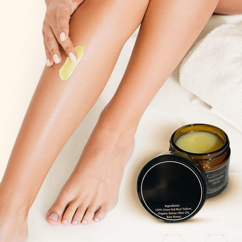 Organic Grass-Fed Beef Tallow Balm with Raw Honey - Handmade All-Natural Moisturizer for Soft, Smooth, Radiant Skin