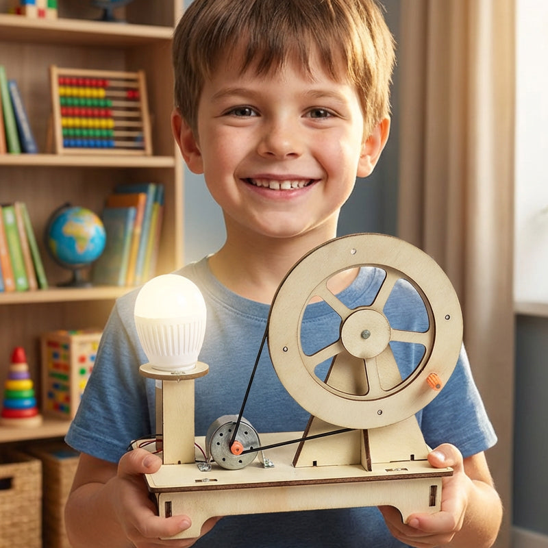✨ DIY Hand-Cranked Generator Science Kit - Wooden STEAM Educational Learning Toy ✨