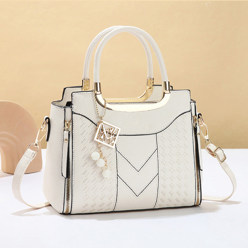 👜50% OFF!✨Women's V-Stitched Satchel – Gold Hardware, Multi-Compartment, Top-Handle 🌸