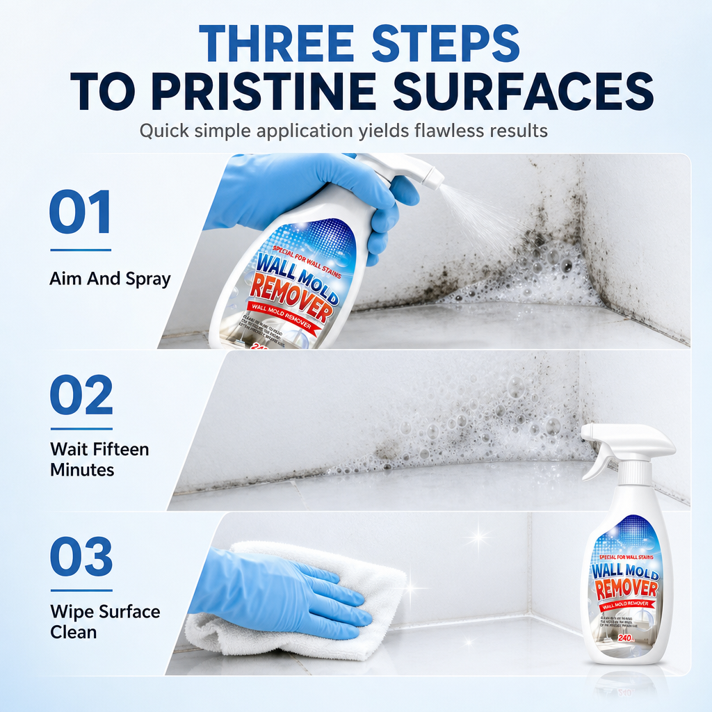 ⏳Last Day Buy 2 Get 1 Free📢Wall Mold & Mildew Remover Spray 240ml, Quick Stain Removal for Painted Walls and Wallpaper🧱