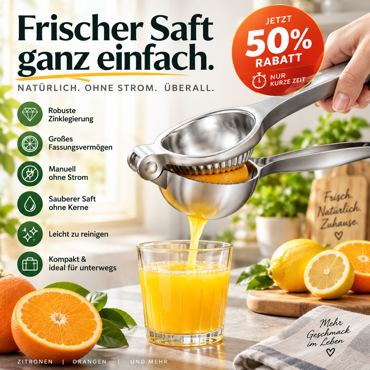 🍊 Large Zinc Alloy Portable Manual Juicer