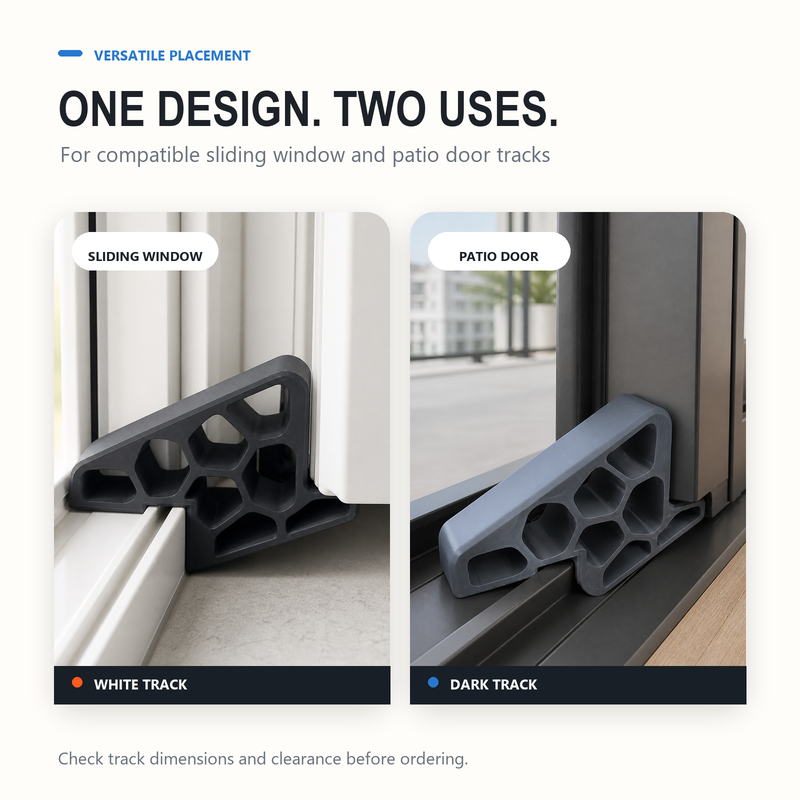 🥳Secure Track Door Stop – Absorbs impact, reduces slamming & protects rails. Compact locking design – fits sliding windows & balcony doors! 🛡️🔇