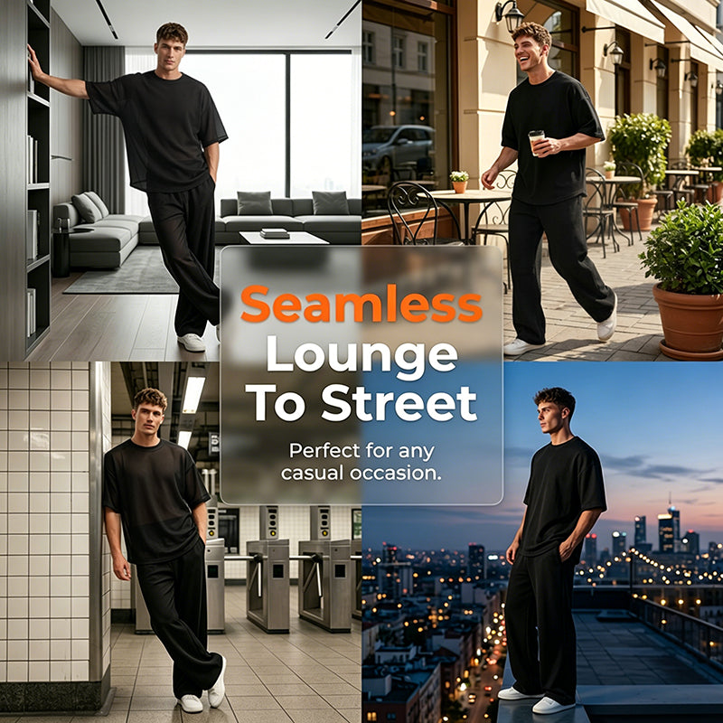 👕 50% OFF NOW! 👖 Men's Casual Loose T-shirt & Wide Pants 2-Piece Set – Streetwear Matching Outfit – Daily Lounge & Comfortable Fit 🌟
