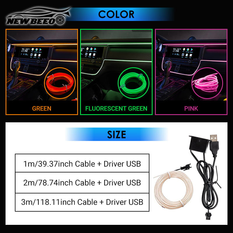🎁50% OFF NOW!🚗Car Interior LED Atmosphere Strip💡Multi Color Options🔌USB Powered✨Easy Install Dashboard & Door Ambient Light