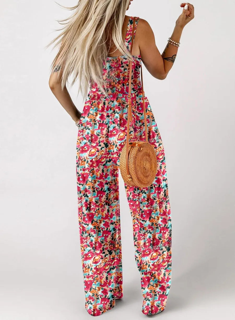 🥳2026 HOT SALE🥳💞50K+ SOLD!🌼🎨 50% OFF! Women‘s Casual Print Sleeveless Jumpsuit – Elastic smocked bust, comfy fit. Wide-leg & side pockets. Lightweight & breathable. Perfect for summer days out. 🌸🦋