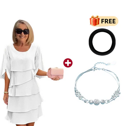 🎁 50% OFF! Women's Elegant Layered Ruffle Sleeve Dress – Effortless Style for Every Occasion 💃