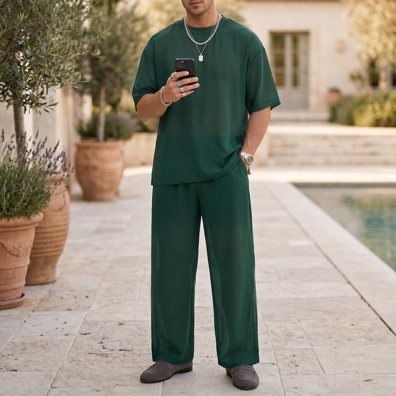 👕 50% OFF NOW! 👖 Men's Casual Loose T-shirt & Wide Pants 2-Piece Set – Streetwear Matching Outfit – Daily Lounge & Comfortable Fit 🌟