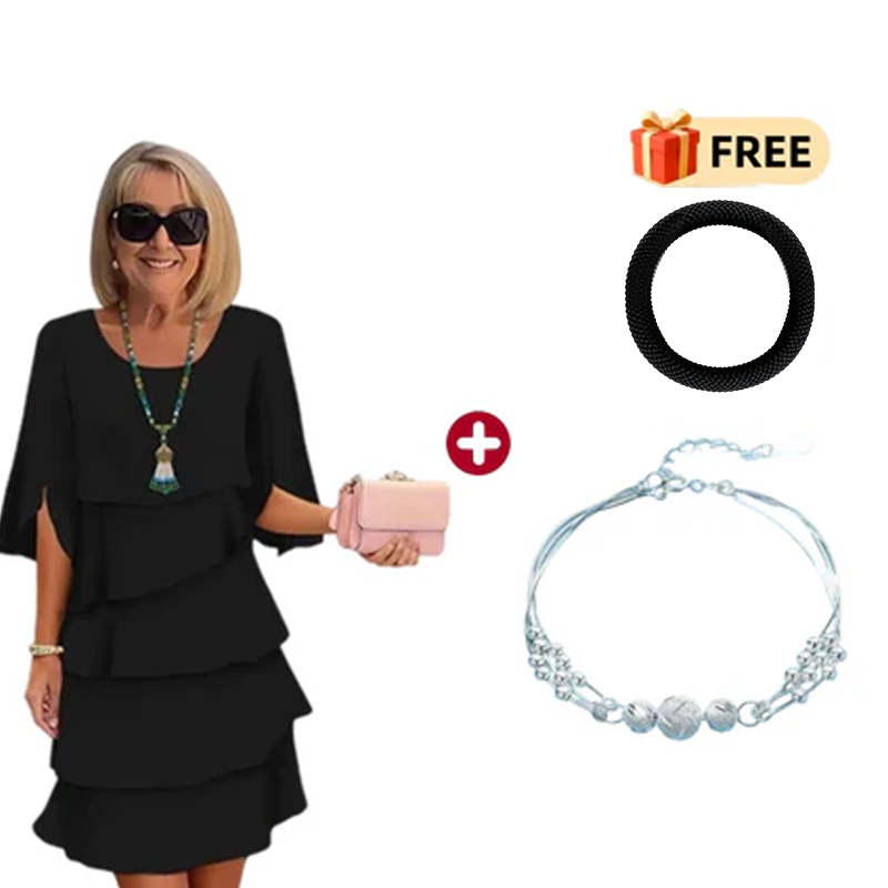 🎁 50% OFF! Women's Elegant Layered Ruffle Sleeve Dress – Effortless Style for Every Occasion 💃