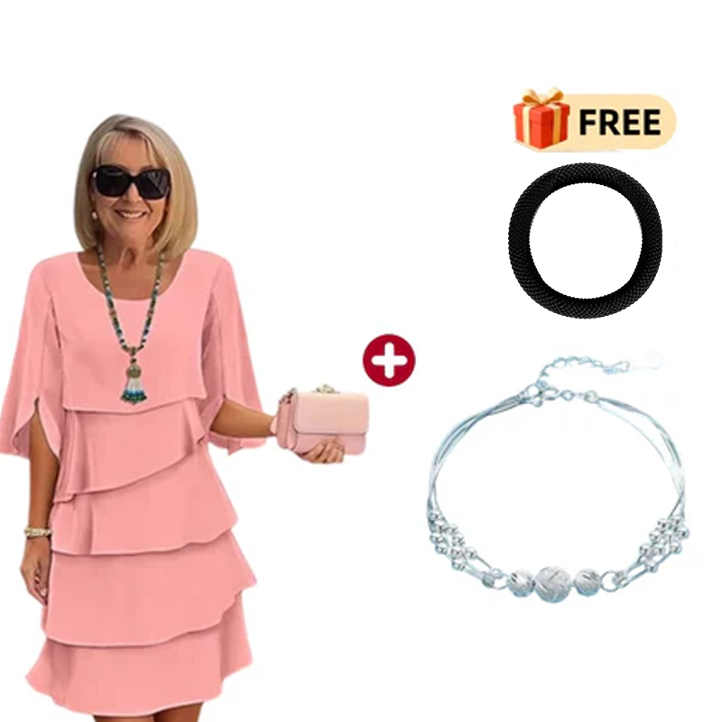 🎁 50% OFF! Women's Elegant Layered Ruffle Sleeve Dress – Effortless Style for Every Occasion 💃