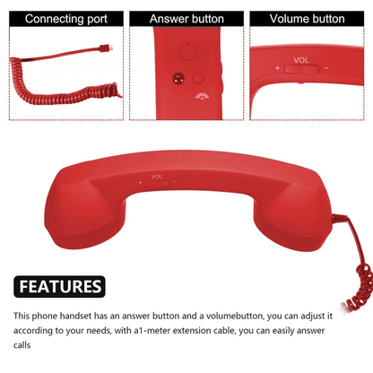 🎄Christmas Sale📞Retro Phone Handset for iPhone & Android, Type-C Vintage Telephone Receiver with HD Microphone & Speaker