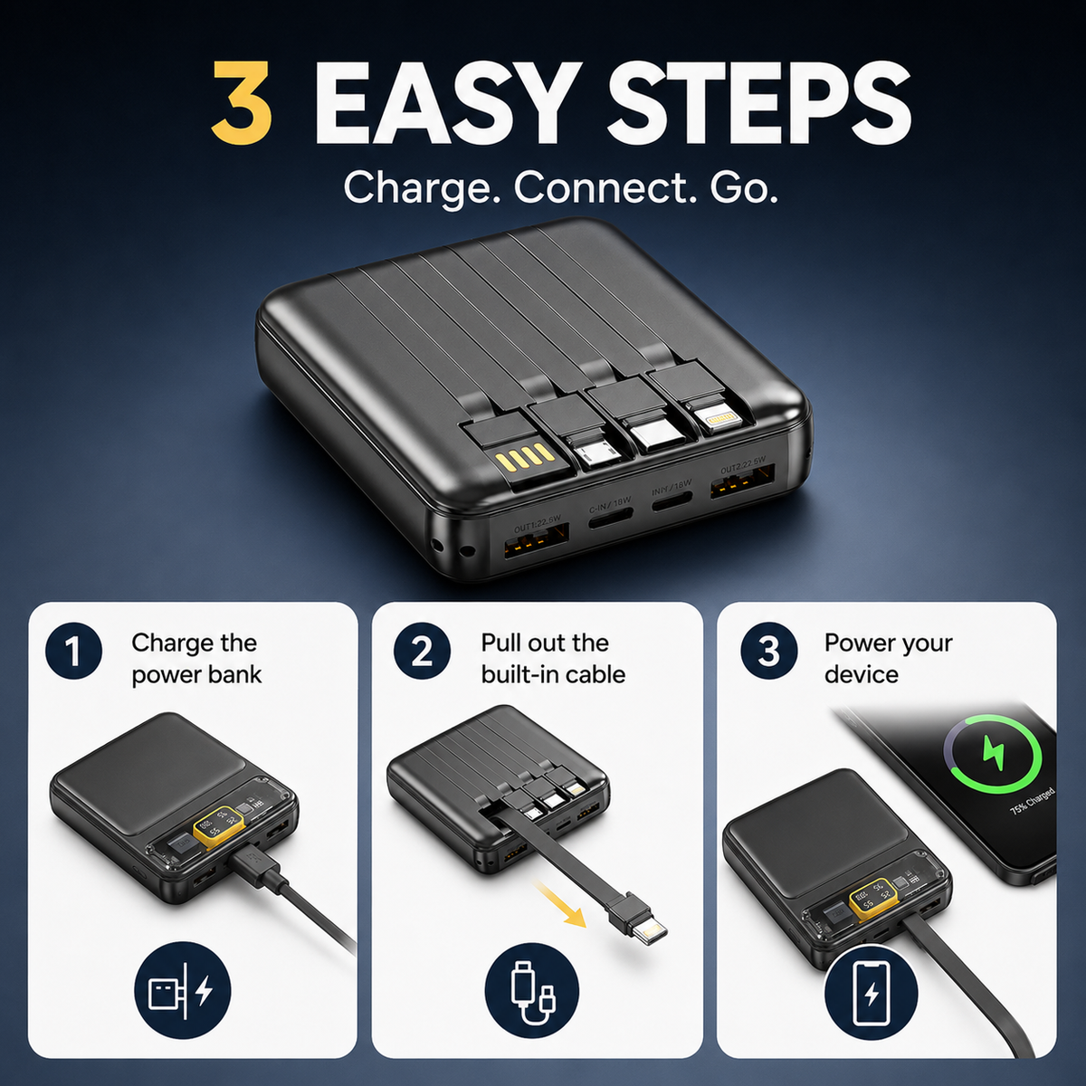 ⏳Time-Limited Special⏰Magnetic Power Bank With Stand & Cable