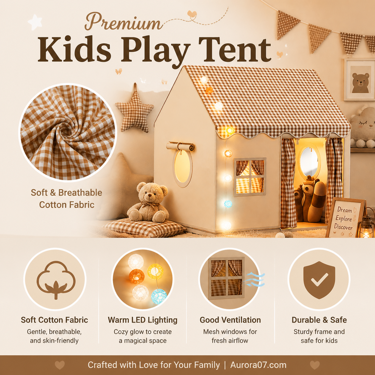 🏰 50% OFF NOW! ⏰ Children's Play Tent Castle – Spacious & easy to set up – Breathable fabric, perfect for indoor or outdoor fun – encourages imaginative play ✨🧸