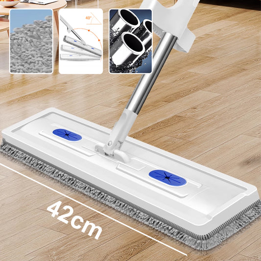 🧼🌀 Upgraded Chenille Flat Mop! 3s Water Absorption + 180° Floor-Hugging, Zero Blind Spots Cleaning 🚀