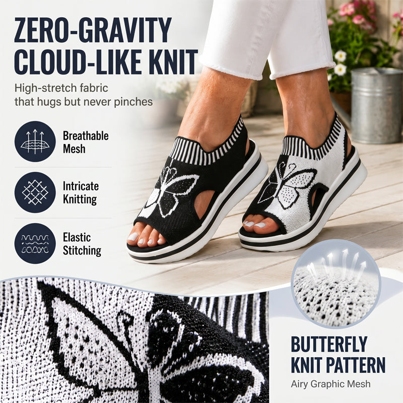 👡50% OFF NOW ! 🌴Women Fly-Knit Peep-Toe Platform Wedge Sandals, Breathable Arch Support Cushioned Slip-On Summer Beach Holiday Shoes