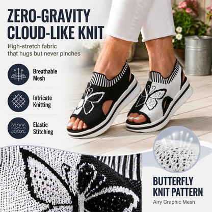 👡50% OFF NOW ! 🌴Women Fly-Knit Peep-Toe Platform Wedge Sandals, Breathable Arch Support Cushioned Slip-On Summer Beach Holiday Shoes