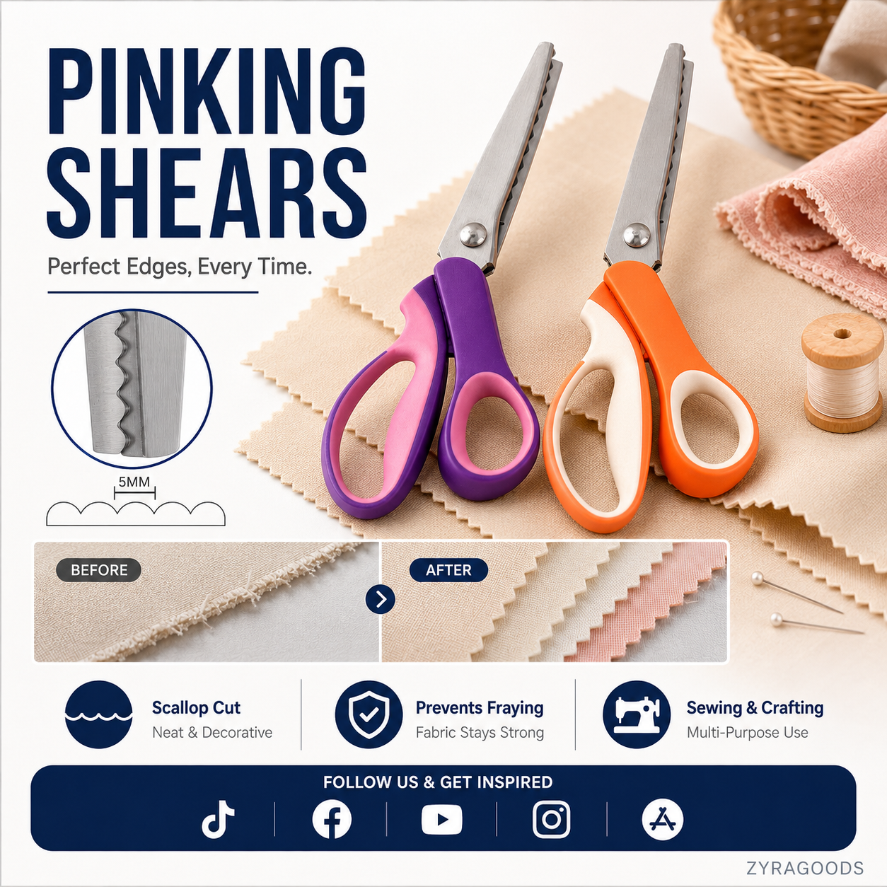 Multipurpose Pinking Shears Serrated Scissors