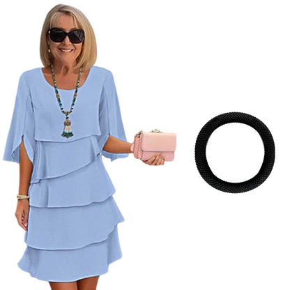 🎁 50% OFF! Women's Elegant Layered Ruffle Sleeve Dress – Effortless Style for Every Occasion 💃