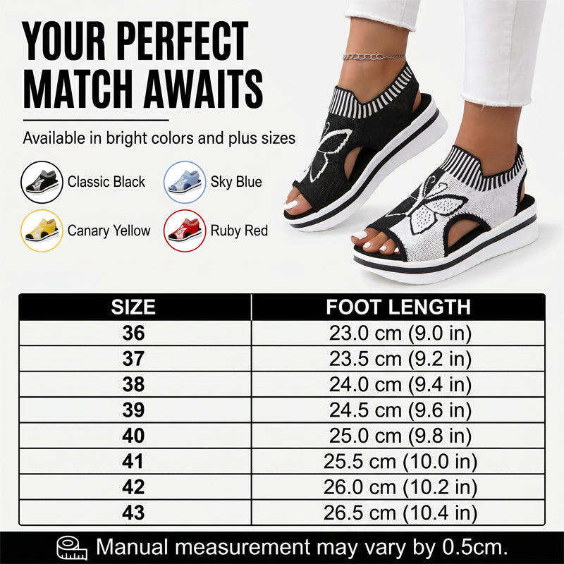 👡50% OFF NOW ! 🌴Women Fly-Knit Peep-Toe Platform Wedge Sandals, Breathable Arch Support Cushioned Slip-On Summer Beach Holiday Shoes
