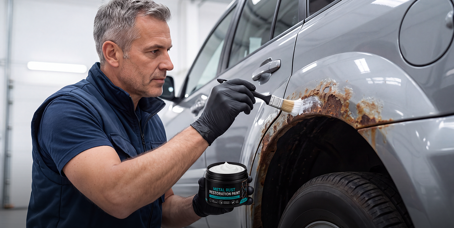 Applying rust protection coating with a brush