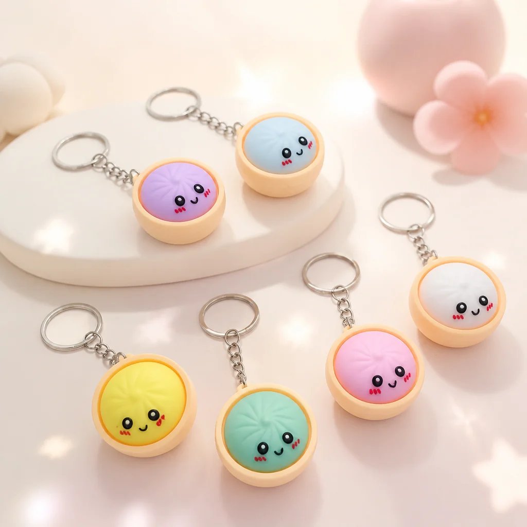 🔥 LAST DAY 50% OFF🔥  Cute Dumpling Pressable Fidget Keychain - touch sensing light