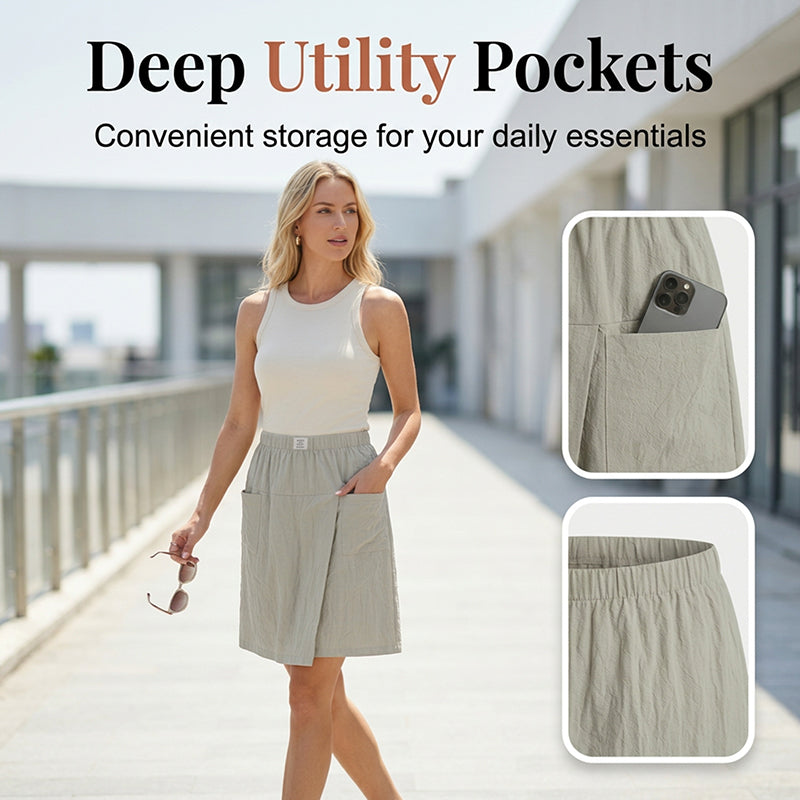 🔥Women's Casual Elastic Waist Wrap Skort