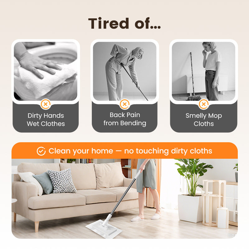 ⏰ Now only 50% off!💥Disposable Dust Mop with 4 Reusable Cloths