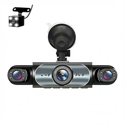 🛡️ 360° Full View Dashcam – Front, Rear & Interior, Night Vision & Loop Recording for Complete Car Protection 🔒✨