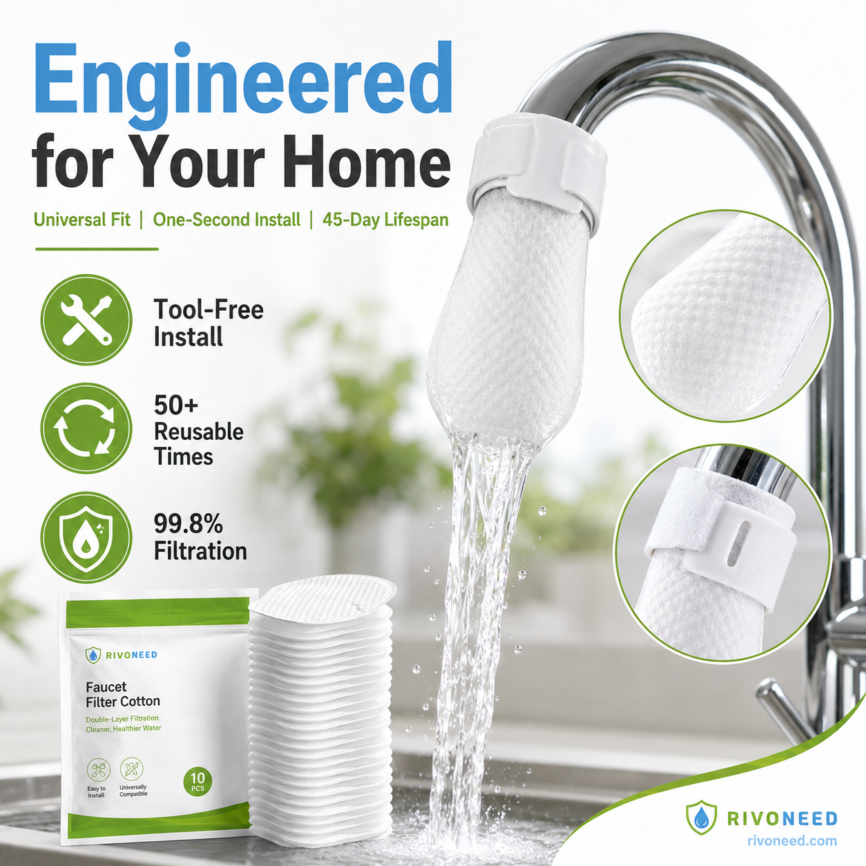 Anti-Splash Kitchen Faucet Filter for Sediment & Rust Removal