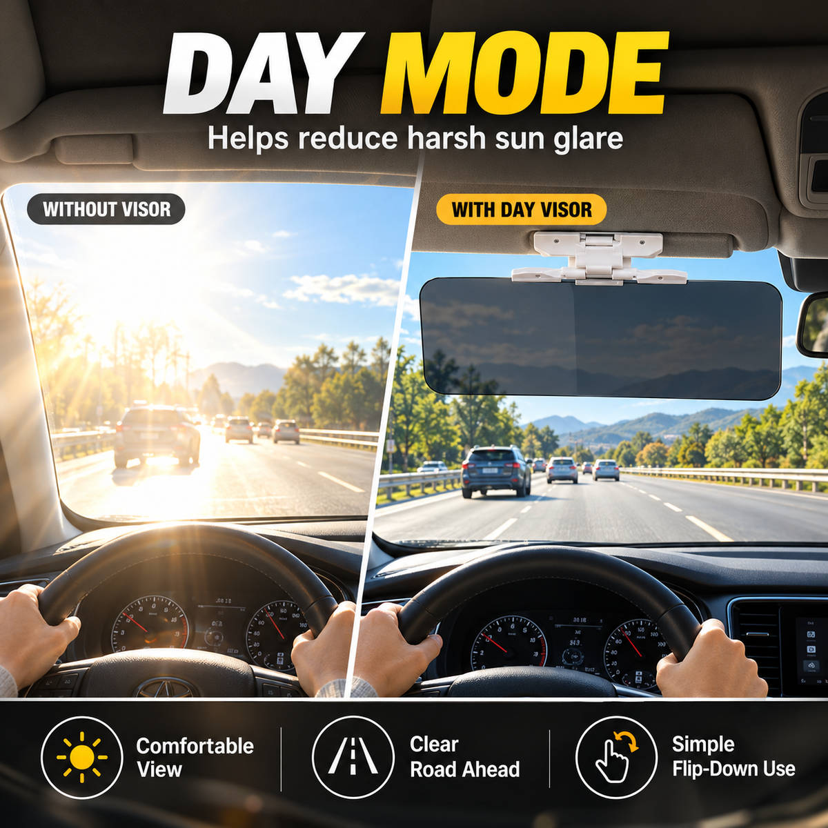 ⏳Time-Limited Special⏰Universal HD Anti-Glare Car Visor for Day & Night