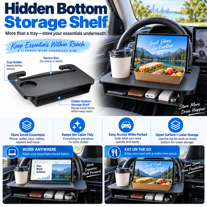 2-in-1 Car Steering Wheel Tray & Seat Gap Filler