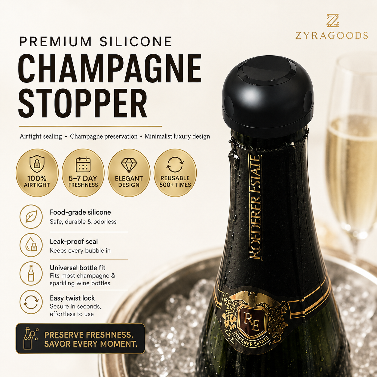 🎄 Silicone seal for wine/champagne bottles – The perfect Christmas accessory 🥂