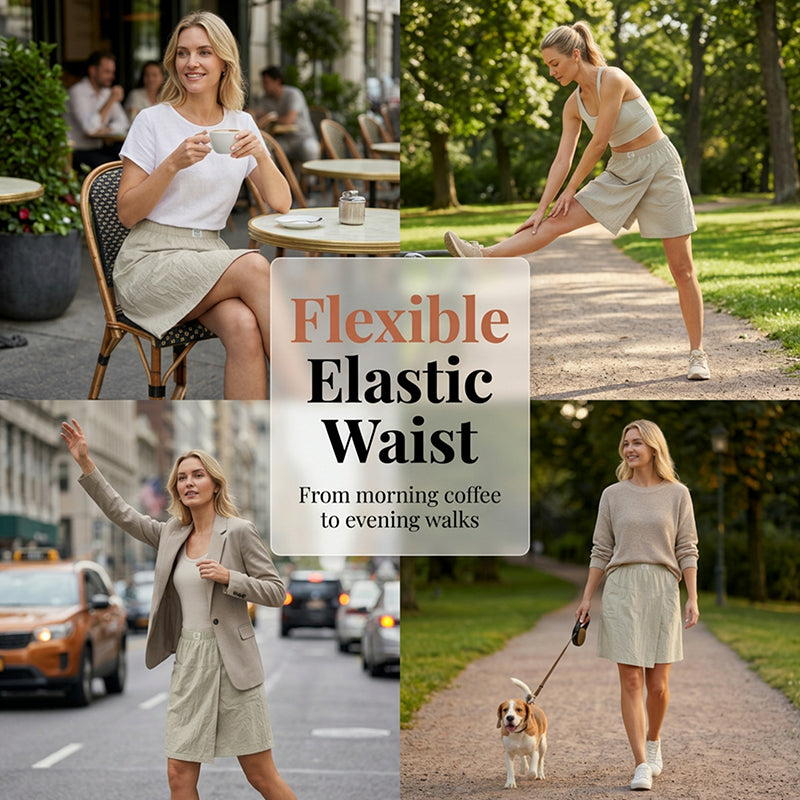 🔥Women's Casual Elastic Waist Wrap Skort