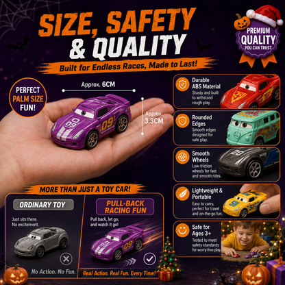 🚗🔥 50% OFF! Cartoon Mini Toy Car Set – Bright Colors, Smooth Rolling Wheels, Durable ABS for Kids Party Favors & Collectibles ✨