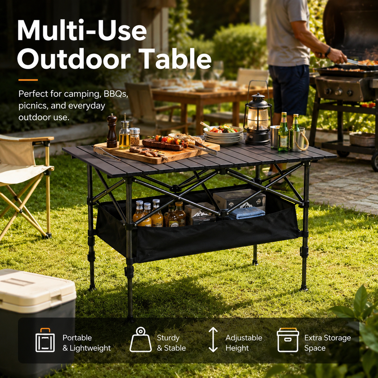 🌄New arrival 50% OFF!🏕️ Portable Camping Table – Folding, Carbon Steel, Quick Setup🪑