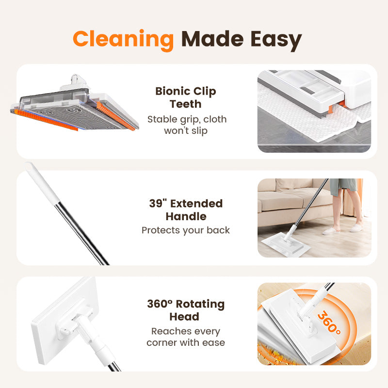 ⏰ Now only 50% off!💥Disposable Dust Mop with 4 Reusable Cloths
