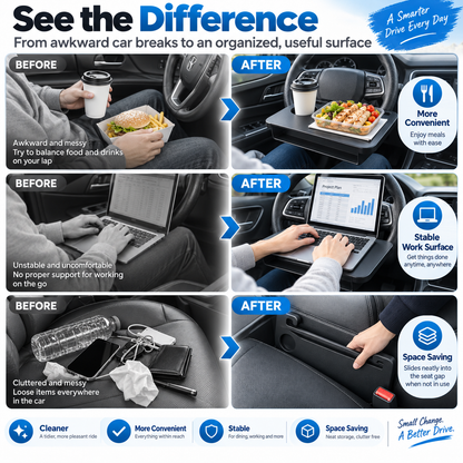 2-in-1 Car Steering Wheel Tray & Seat Gap Filler