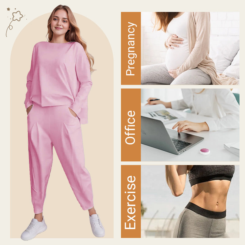 💎 50% OFF! 💎Round-Neck Long-Sleeved Top ＆ Pants 2-Piece Set | Wrinkle-Free & Breathable |