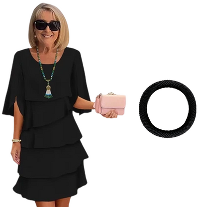 🎁 50% OFF! Women's Elegant Layered Ruffle Sleeve Dress – Effortless Style for Every Occasion 💃