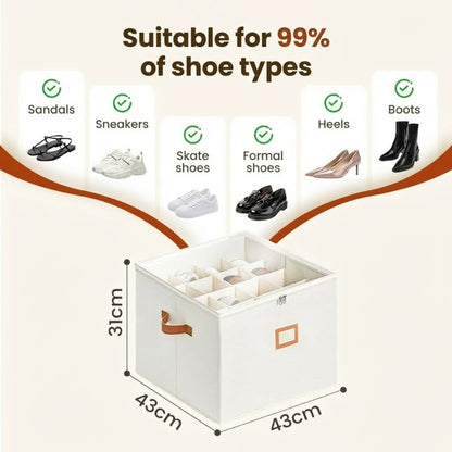 📢📢50% OFF !!!⏰ Fabric Shoe Organizer Storage Box👟– Foldable Design, Large Capacity, Dustproof & Breathable, Space-Saving for Closet & Bedroom 🧺