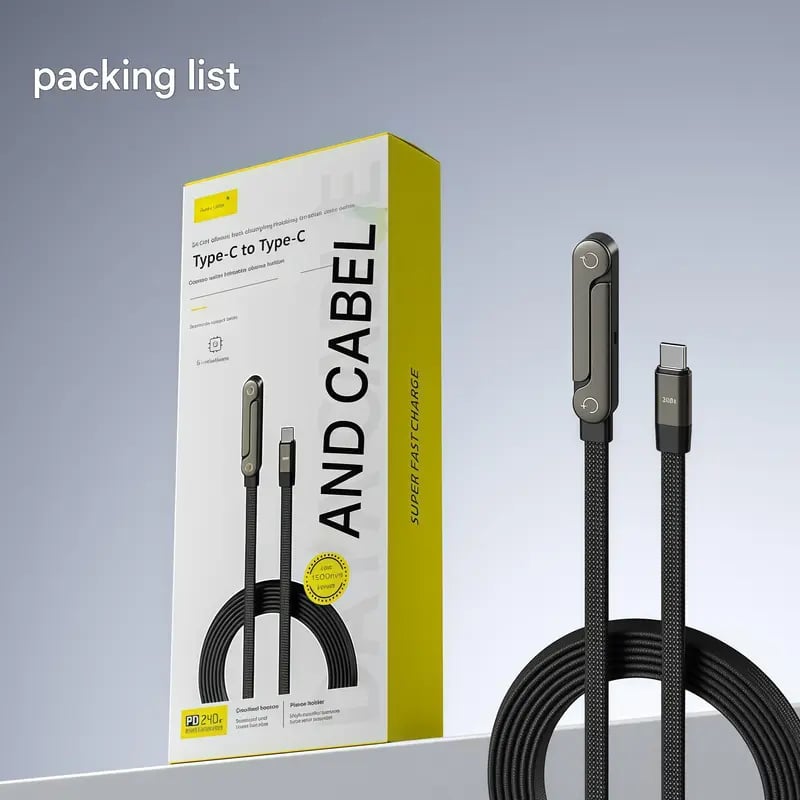 ⚡ 2-in-1 Invisible Charger Cable with Stand – 240W Super Fast Charging & Secure Phone Holder 📱🚀