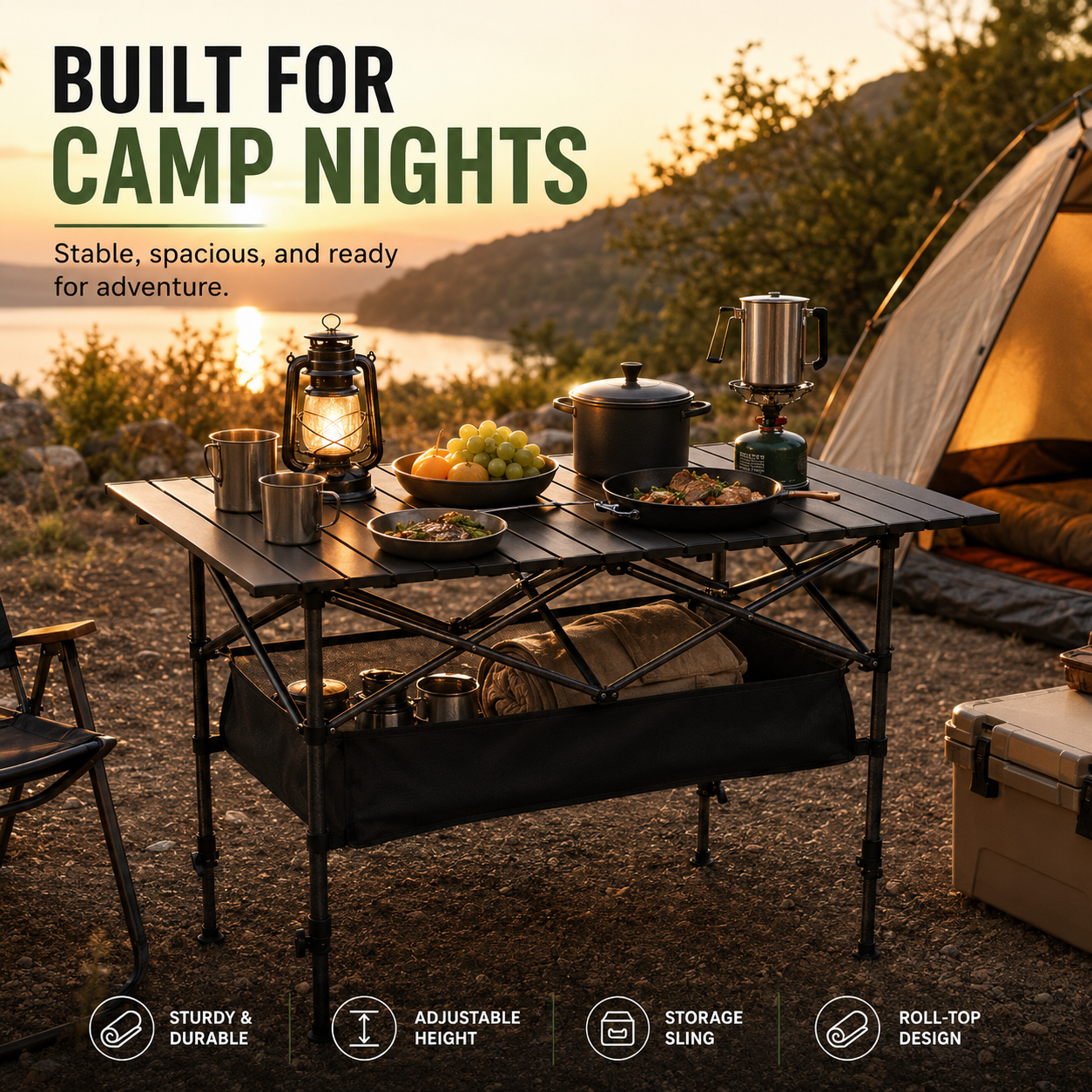 🌄New arrival 50% OFF!🏕️ Portable Camping Table – Folding, Carbon Steel, Quick Setup🪑