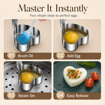 🥚🍳304 Stainless Steel Egg Ring Mold – Fun Shapes, Leak-Resistant Flat Base & Easy-Release