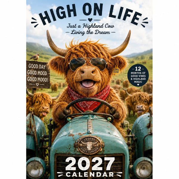 🐮2027 Funny Highland Cow Wall Calendar | A4 Hanging Calendar