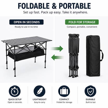 🌄New arrival 50% OFF!🏕️ Portable Camping Table – Folding, Carbon Steel, Quick Setup🪑